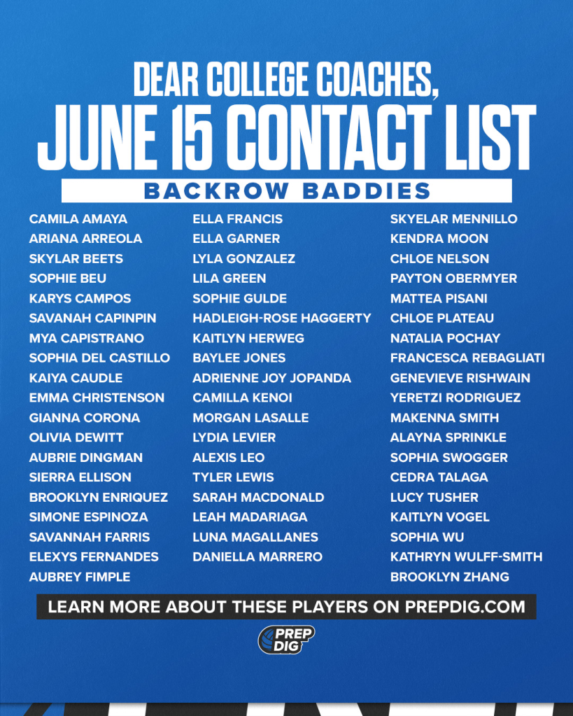 JUNE 15 DS/LIBEROS CALL LIST:  BACK ROW BADDIES JUST A CLICK AWAY