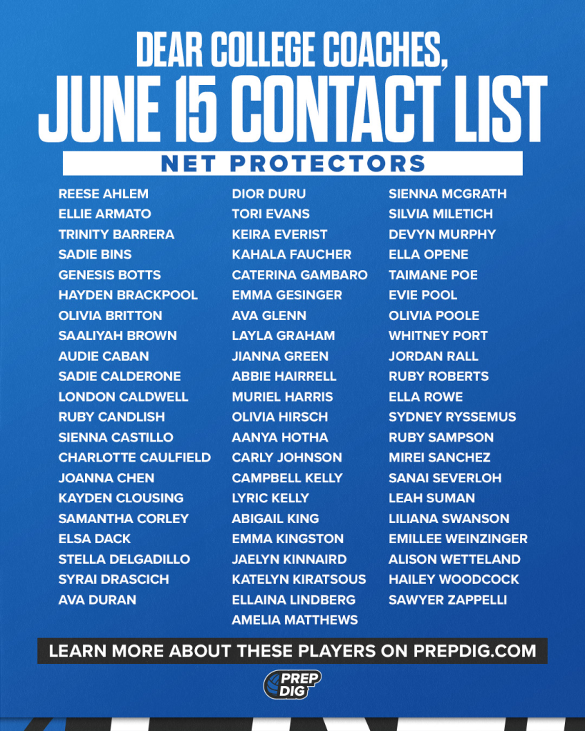 JUNE 15 MIDDLES CALL LIST: NET PROTECTORS ARE JUST A CLICK AWAY