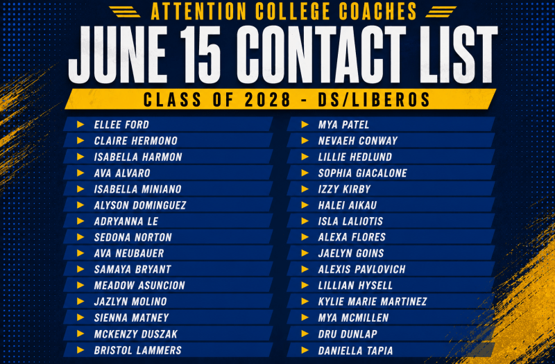 June 15 Contact List (Nevada): 2028 Liberos and DS Prospects