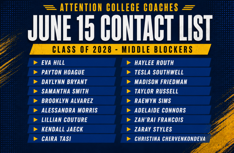 June 15 Contact List (Nevada): 2028 Middle Blockers